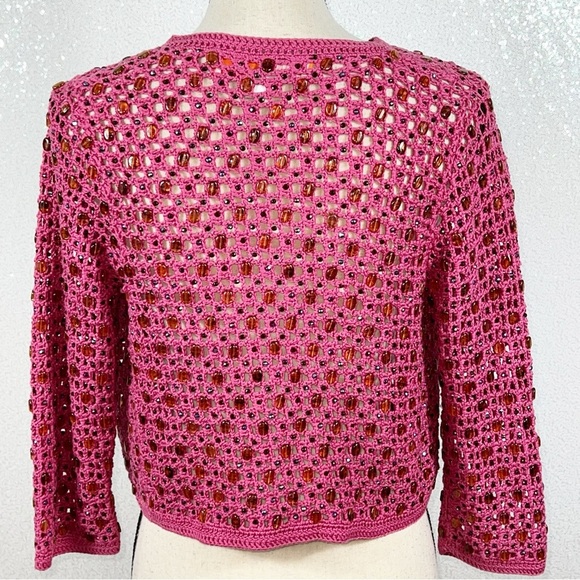 Cynthia Cynthia Steffe crochet knit beaded sweater/ cardigan - Picture 4 of 12